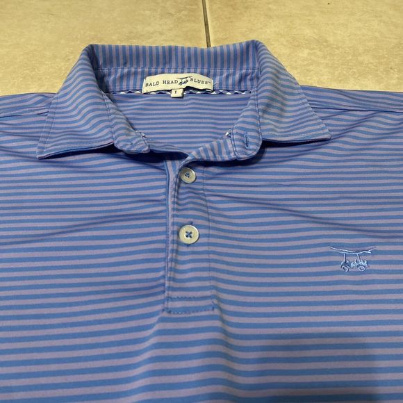 Bald Head Blues Other - $95 Bald Head Blues Mens Large Stretch Golf Blue Purple Stripe Short Sleeve Polo
